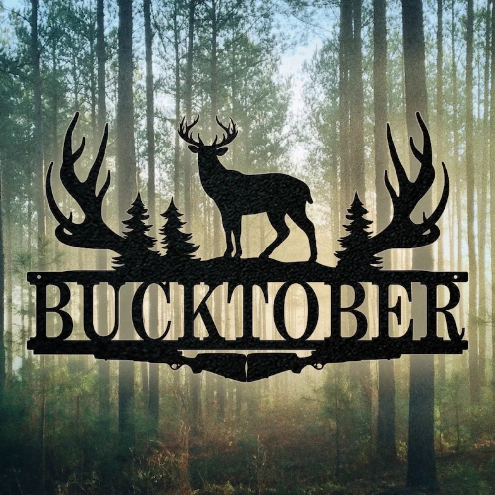 Outdoor Hunting Names - Buck Boynuz Bölünmüş Monogram Burcu Avcılık