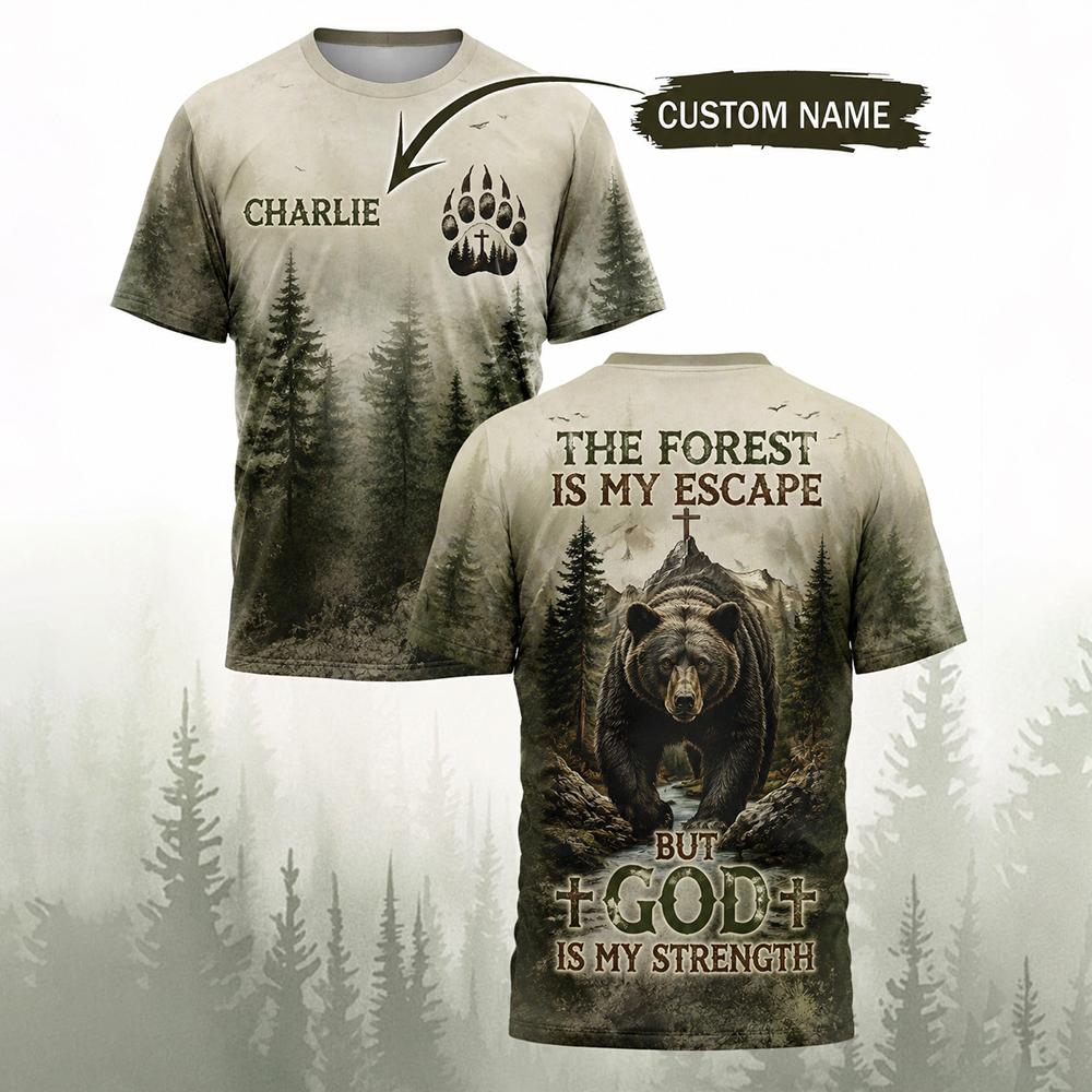Outdoor Hunting Names - Erkekler Vintage Orman Ayı Baskı T-Shirt