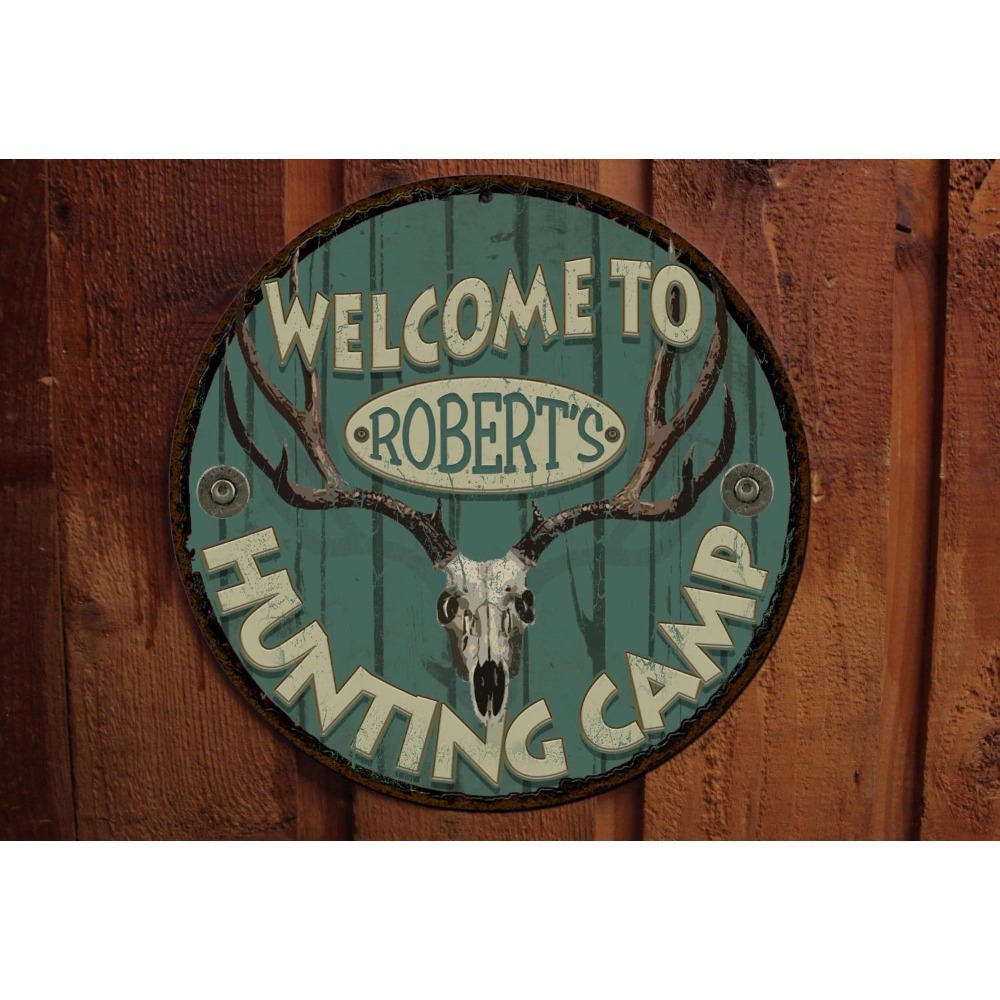 Outdoor Hunting Names - 1 adet Kişiselleştirilebilir Yuvarlak Avcılık Kampı