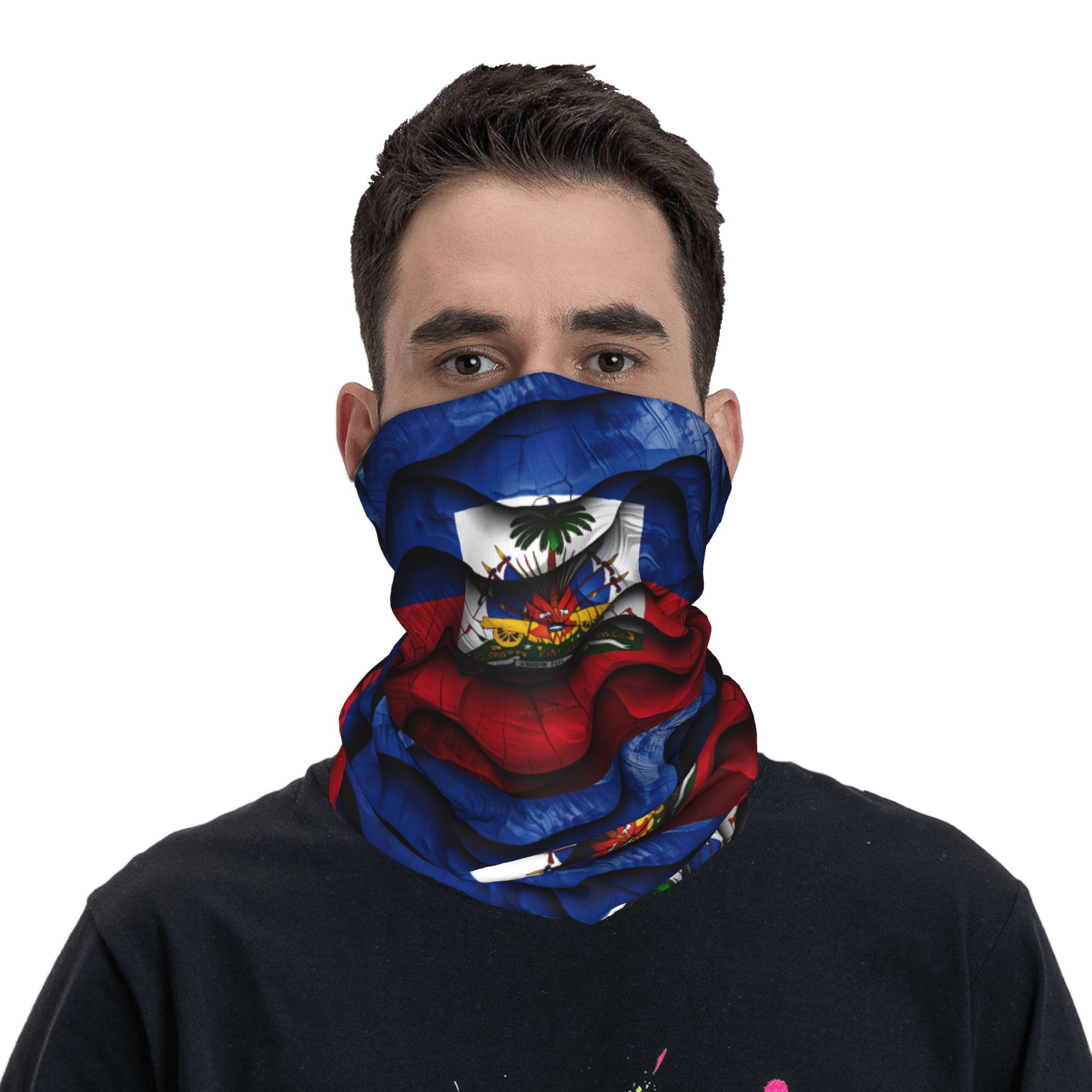 Outdoor Hunting Prints - Haiti Bayrağı Balaclava Avcılık Balıkçılık Taktik